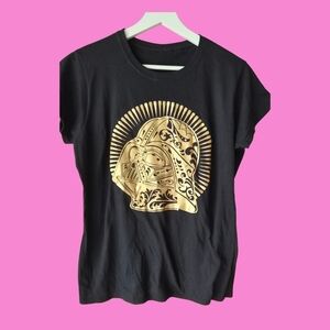 Black and Gold Graphic Women's Top